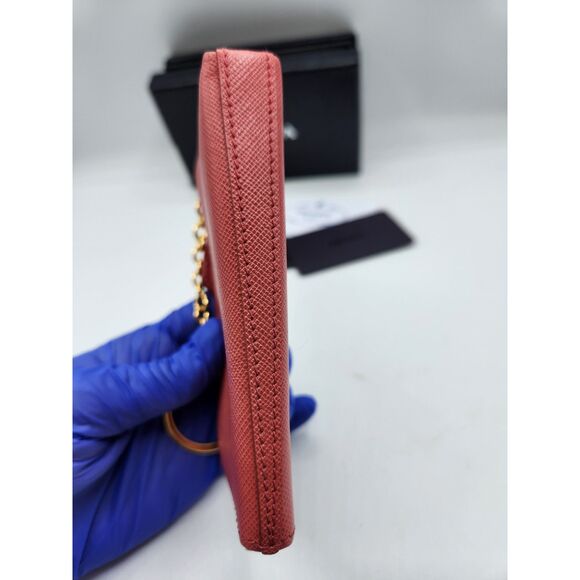 PRADA Saffiano Metal Zip Around Key Holder - Peonia - Picture 4 of 10